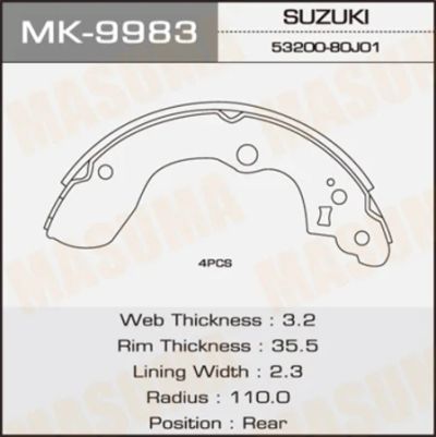 Лот: 18590671. Фото: 1. Колодки барабанные masuma sx4... Тормозная система