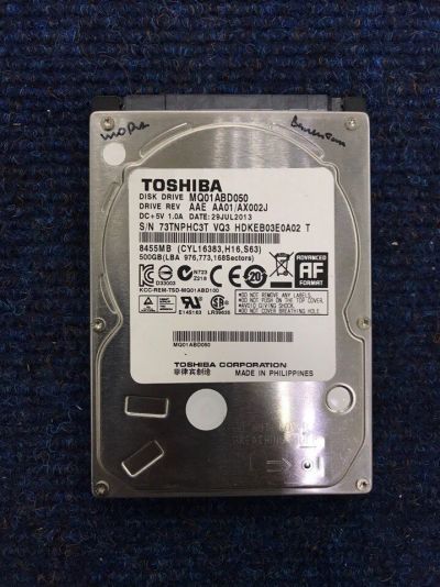 Лот: 10463533. Фото: 1. 2.5 дюйма 500GB Toshiba MQ01ABD050... Жёсткие диски