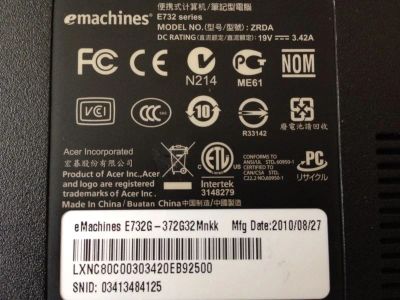 Лот: 4033941. Фото: 1. Ноутбук emachines E732G-372G32Mnkk. Ноутбуки