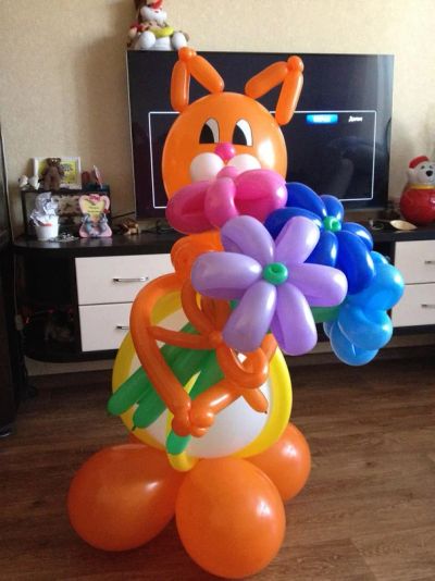 Лот: 7269114. Фото: 1. Кот+5 ромашек. Фигура из воздушных... Воздушные шары