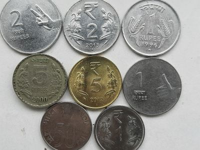 Лот: 24003411. Фото: 1. Набор монет Индии 8 шт., разные... Наборы монет