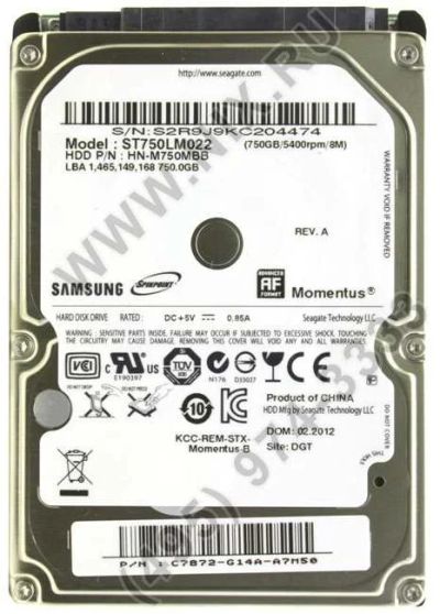 Лот: 3151462. Фото: 1. Жесткий диск 2,5.HDD-750G. Жёсткие диски (HDD)