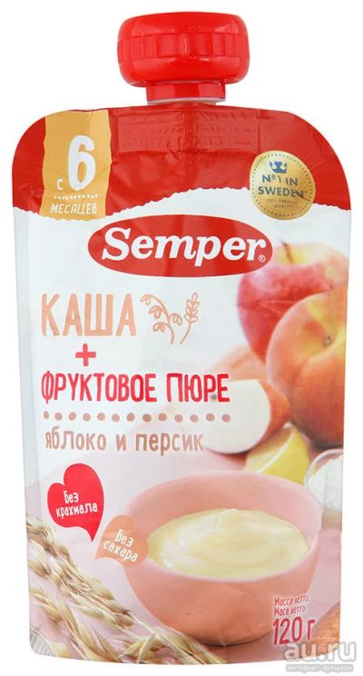 Лот: 13421306. Фото: 1. Каши Semper с фруктами. Детское питание