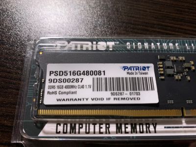 Лот: 19680064. Фото: 1. 32GB (16+16) DDR5 4800 CL40 Patriot... Оперативная память