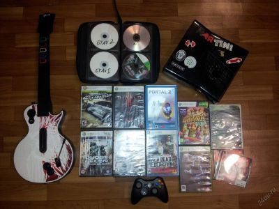 Лот: 7175318. Фото: 1. X-Box 360 slim 250Gb + Гитара... Игровые приставки, консоли
