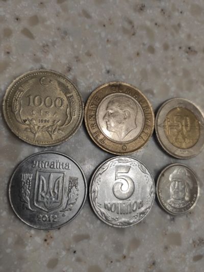 Лот: 20337205. Фото: 1. 6 монет Турции и Украины. Наборы монет