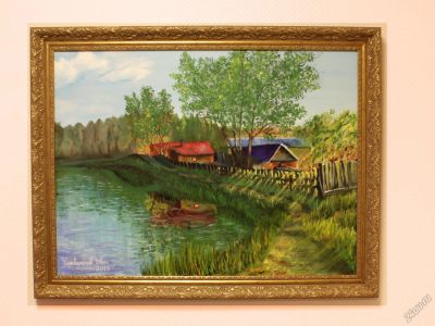 Лот: 5565352. Фото: 1. Картина "Деревенские лучи". Произведения