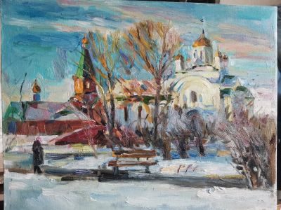 Лот: 25899091. Фото: 1. Картина маслом Красноярск. Картины, рисунки