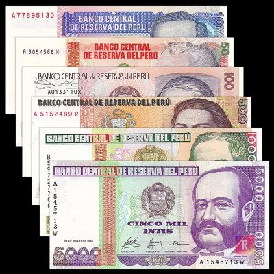 Лот: 12033446. Фото: 1. 🇵🇪 Перу набор из 6 банкнот 10-5000... Америка