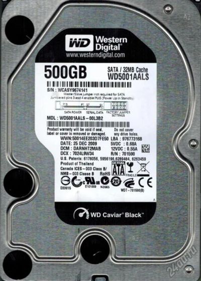 Лот: 5679828. Фото: 1. 500ГБ Жесткий диск Western Digital... Жёсткие диски (HDD)