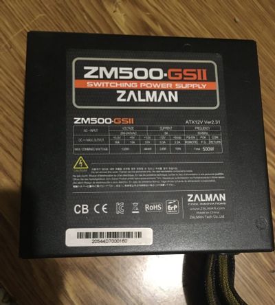 Лот: 18028585. Фото: 1. Блок питания Zalman 500w. Корпуса, блоки питания