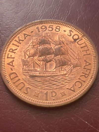 Лот: 19124149. Фото: 1. ЮАР 1 пенни, 1958 штемпельная... Африка