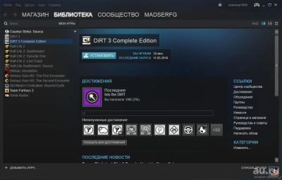 Лот: 8938308. Фото: 1. Steam аккаунт с играми Dirt 3... Аккаунты