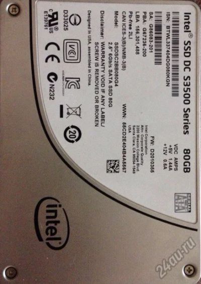 Лот: 5964385. Фото: 1. Intel® SSD DC S3500 Series (80GB... SSD-накопители
