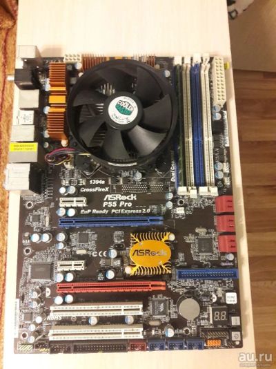 Лот: 10649706. Фото: 1. Мат плата asrock p55pro + core... Материнские платы