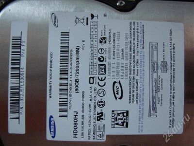 Лот: 702071. Фото: 1. Samsung HD080HJ 80Gb SATA. Жёсткие диски (HDD)
