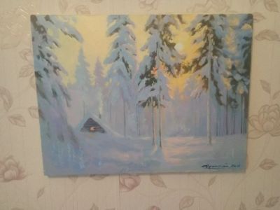 Лот: 14719584. Фото: 1. картина зимний лес. Картины, гравюры