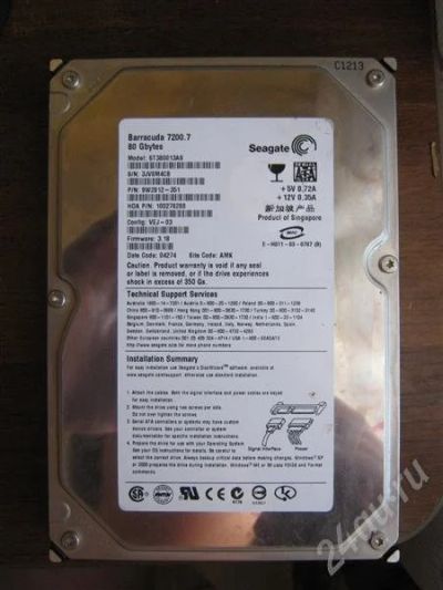 Лот: 390321. Фото: 1. Seagate ST380013AS 80Gb SATA. Жёсткие диски (HDD)