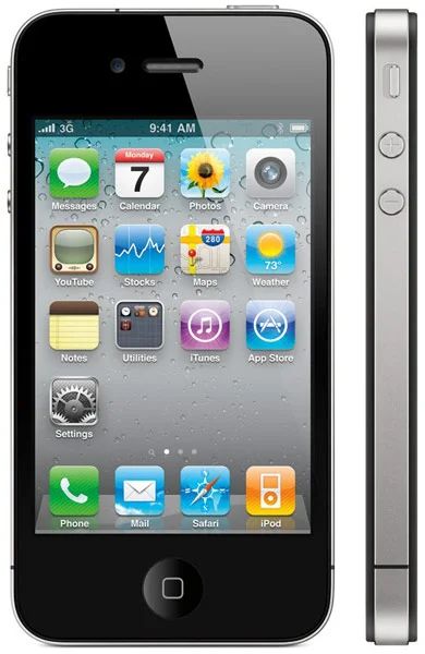 Лот: 4591277. Фото: 1. IPhone 4 черный РСТ 8Гб в отличном... Смартфоны