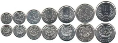 Лот: 11040894. Фото: 1. Армения набор 7 монет 1994 UNC. Страны СНГ и Балтии