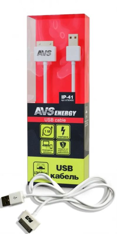 Лот: 20584125. Фото: 1. Кабель AVS для iphone 4(1м) IP-41. Электроприборы для автомобиля