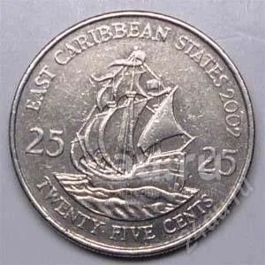 Лот: 18944530. Фото: 1. Карибские острова. 25 цент 2002г... Остальные страны