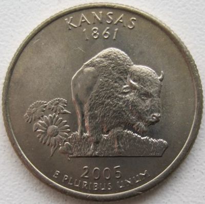 Лот: 6730498. Фото: 1. США 25 центов 2005. Канзас (штаты... Америка