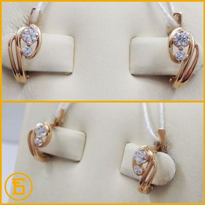 Лот: 9391767. Фото: 1. Золотые серьги 585 пробы. Вес... Серьги, каффы