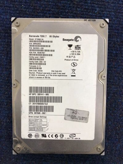 Лот: 10680941. Фото: 1. 80GB Seagate ST380011A IDE б/у... Жёсткие диски