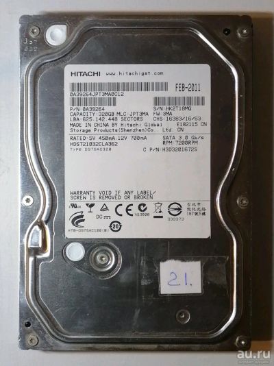 Лот: 18247424. Фото: 1. Жесткий диск Hitachi 320Gb - 21. Жёсткие диски (HDD)