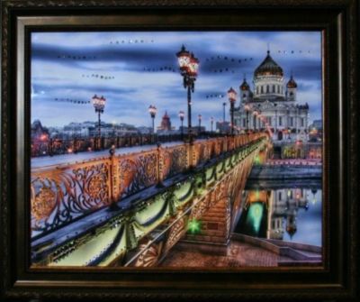 Лот: 21290559. Фото: 1. Картина Патриарший мост с кристаллами... Другое (сувениры, подарки)