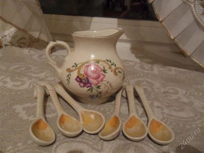 Лот: 1814813. Фото: 1. Соусница с ложечками 6 шт. Другое (посуда, кухонная утварь)