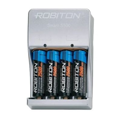 Лот: 22980227. Фото: 1. З/У Mh Robiton Smart S500 +4 АКБ... Зарядные устройства, блоки питания для бытовой техники