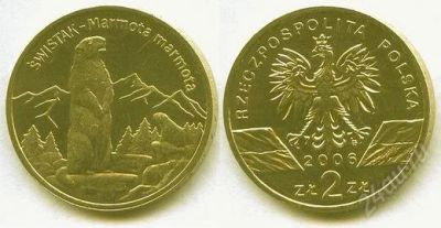Лот: 2799085. Фото: 1. 2 злотых 2006 Польша. Сурок. Европа
