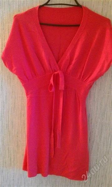 Лот: 2331518. Фото: 1. Туника 42 р. коралл, очень красивая... Платья