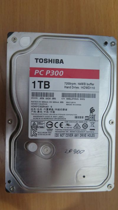 Лот: 21219361. Фото: 1. Жесткий диск Toshiba PC P300 1TB. Жёсткие диски