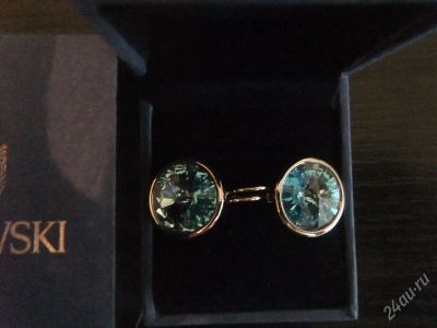 Лот: 1902950. Фото: 1. Серьги Swarovski crystal". Синий... Серьги, каффы