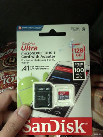 Лот: 15238662. Фото: 1. Флешка micro sd San disk 128gb. Карты памяти