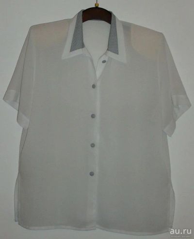 Лот: 10320304. Фото: 1. Блузка белая строгая с коротким... Блузы, рубашки