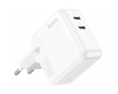 Лот: 20884604. Фото: 1. СЗУ-2USB-C, Hoco С110A, 35W, белый. Зарядные устройства, блоки питания, адаптеры сетевые для смартфонов