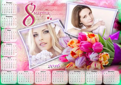Лот: 6967227. Фото: 1. магнитный календарь 8 марта -2... Подарки на 8 марта