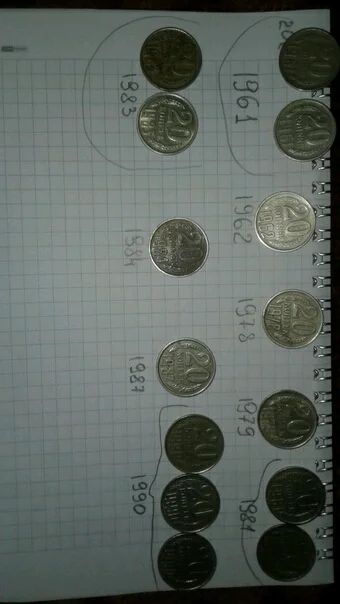 Лот: 12313323. Фото: 1. 20копеек разных годов. Россия и СССР 1917-1991 года
