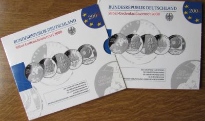 Лот: 10057366. Фото: 1. Германия 10 евро 2008 набор 5... Наборы монет