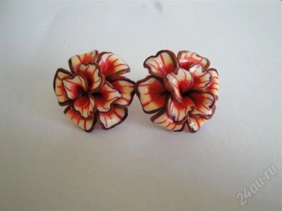 Лот: 565474. Фото: 1. Изделия из полимерной глины гвоздики... Серьги, каффы