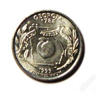 Лот: 2335934. Фото: 1. США, 25 центов 1999 г.Джорджия... Америка