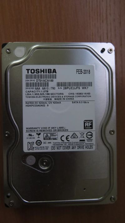 Лот: 23601502. Фото: 1. Жесткий диск Toshiba DT01ACA100... Жёсткие диски (HDD)