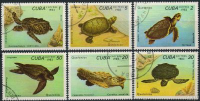 Лот: 15265743. Фото: 1. 1983. Куба. Черепахи. Полная серия... Марки