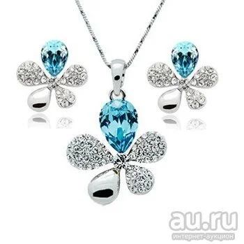Лот: 8526612. Фото: 1. Комплект бижутерии "Синие цветы... Комплекты изделий