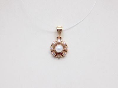 Лот: 15399122. Фото: 1. ЗОЛОТОЙ КУЛОН С ЖЕМЧУГОМ 1,13... Кулоны, подвески