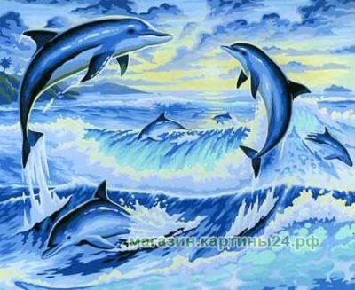 Лот: 11652630. Фото: 1. Рисование по цифрам -дельфины... Картины, рисунки